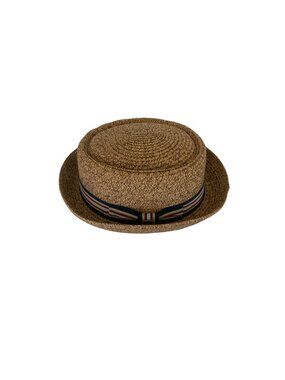 Epoch Straw Pork Pie Hat With Striped Band